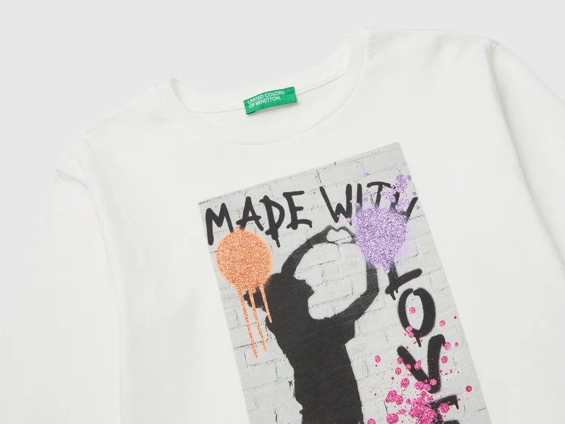 T-Shirt mit Fotodruck und Glitter