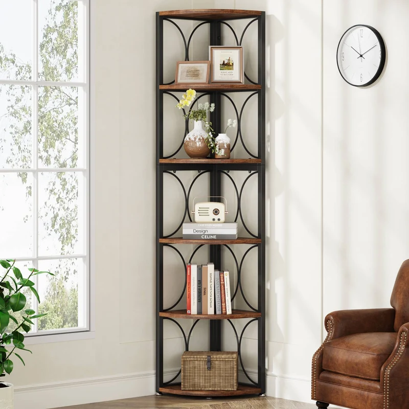 Eckregal mit 6 Ebenen, 67" Eckbücherregal