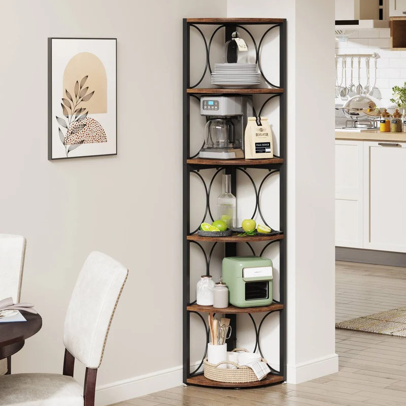 Eckregal mit 6 Ebenen, 67" Eckbücherregal