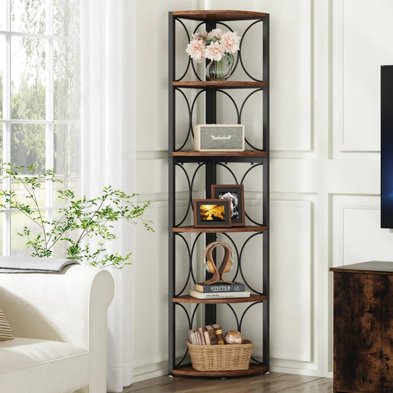 Eckregal mit 6 Ebenen, 67" Eckbücherregal