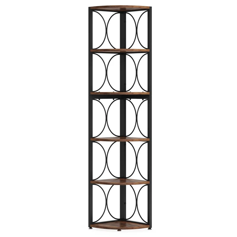 Eckregal mit 6 Ebenen, 67" Eckbücherregal