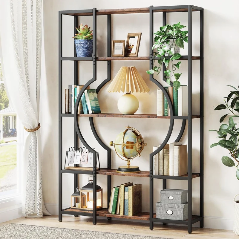 5-stöckiges Bücherregal - Vintage-Stil mit 12 offenen Fächern