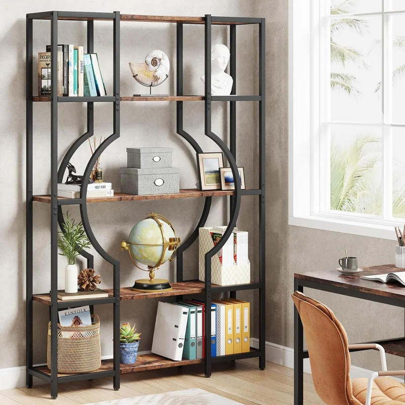 5-stöckiges Bücherregal - Vintage-Stil mit 12 offenen Fächern