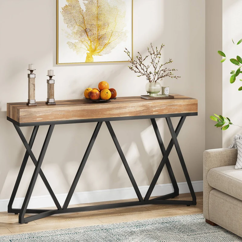 Konsolentisch im Landhausstil, 140 cm Sofatisch, Eingangstisch aus Holz