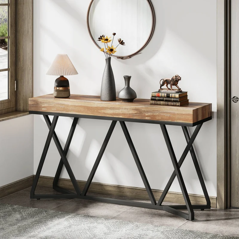 Konsolentisch im Landhausstil, 140 cm Sofatisch, Eingangstisch aus Holz