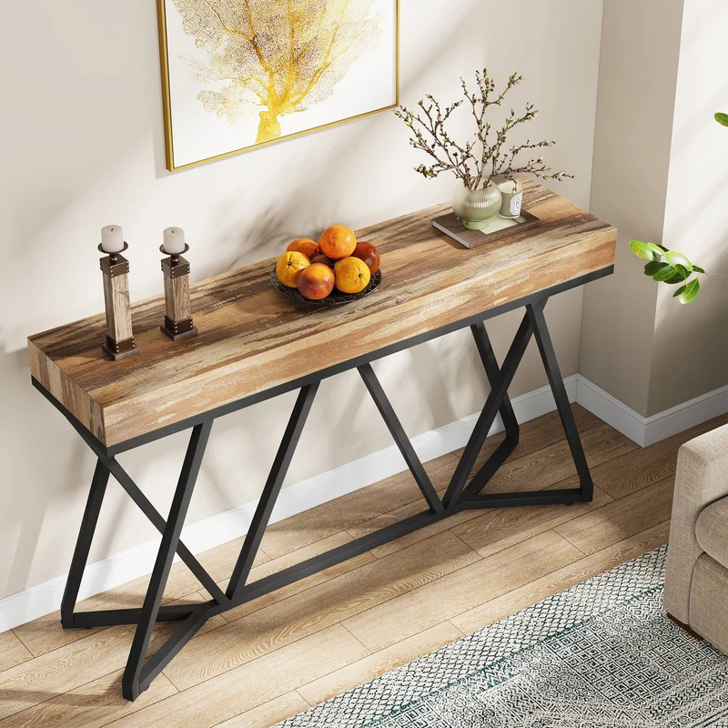 Konsolentisch im Landhausstil, 140 cm Sofatisch, Eingangstisch aus Holz