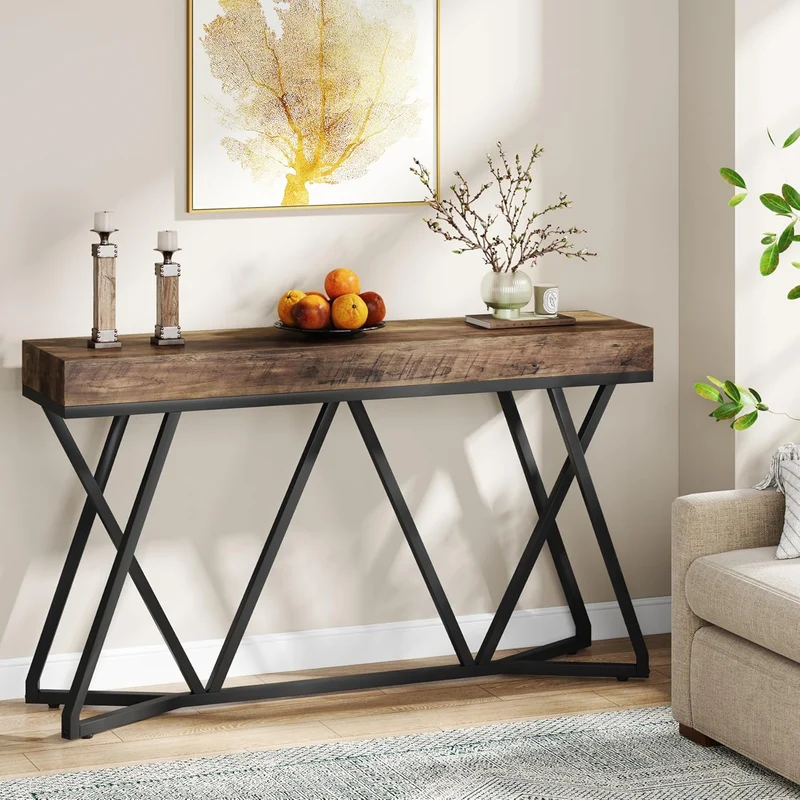 Konsolentisch im Landhausstil, 140 cm Sofatisch, Eingangstisch aus Holz