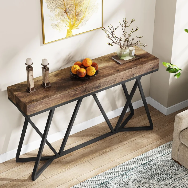 Konsolentisch im Landhausstil, 140 cm Sofatisch, Eingangstisch aus Holz