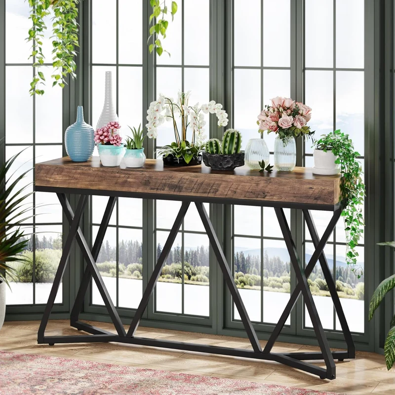 Konsolentisch im Landhausstil, 140 cm Sofatisch, Eingangstisch aus Holz