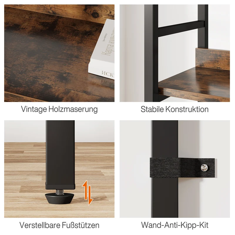 5-stöckiges Bücherregal, doppeltes breites Bücherregal-Aufbewahrungsregal