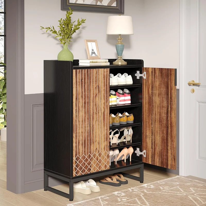 Moderner Schuhschrank mit Türen, 5-stöckiger moderner Schuhregal-Organizer