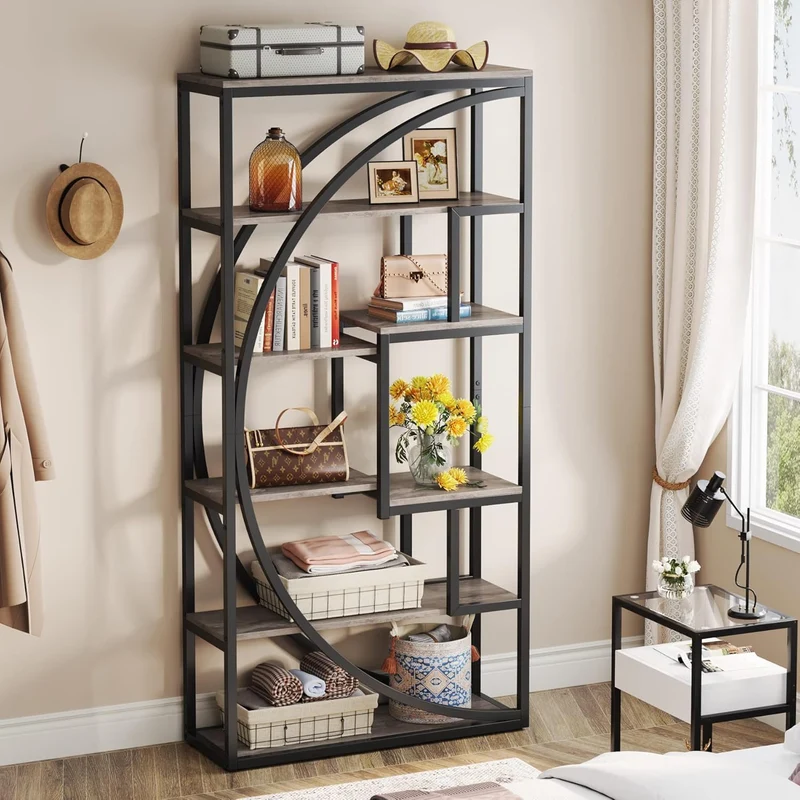 179 cm Bücherregal - Industrielles 5-stöckiges Bücherregal, mit 8 offenen Regalböden