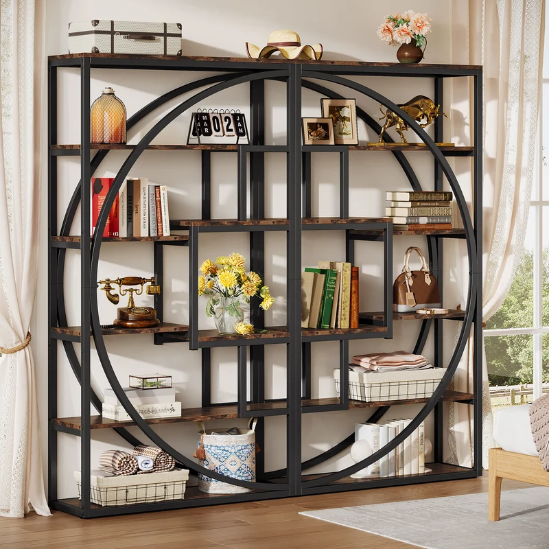 179 cm Bücherregal - Industrielles 5-stöckiges Bücherregal, mit 8 offenen Regalböden