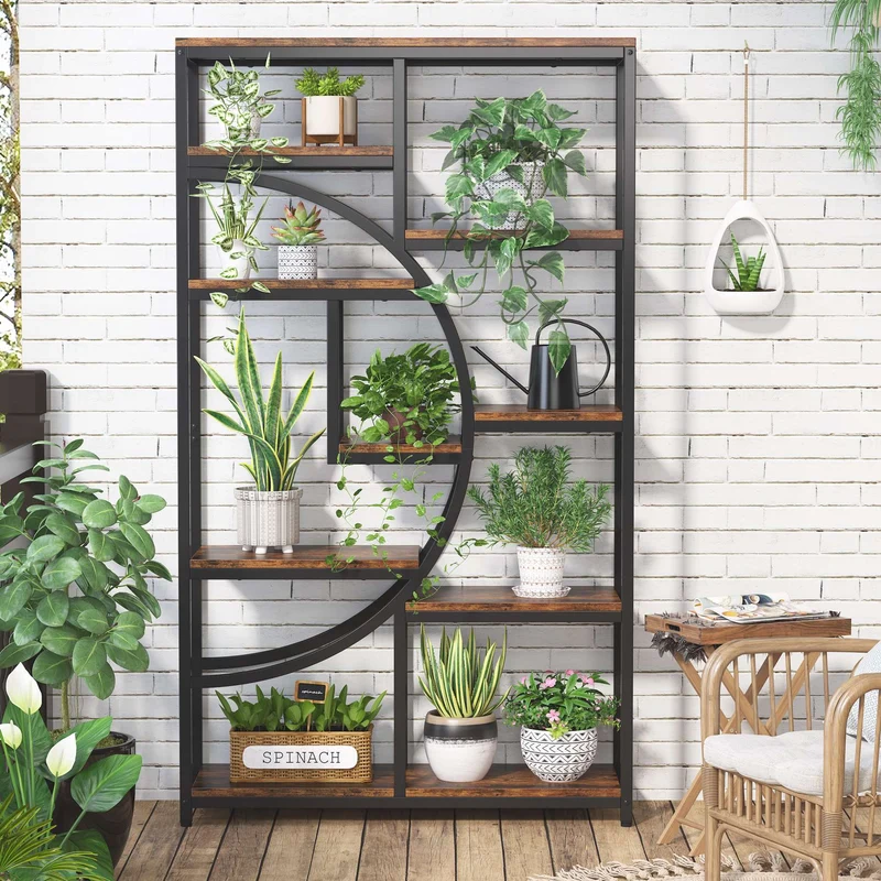 Freistehendes Bücherregal, 175 cm Etagere-Bücherregal mit 9 offenen Regalen