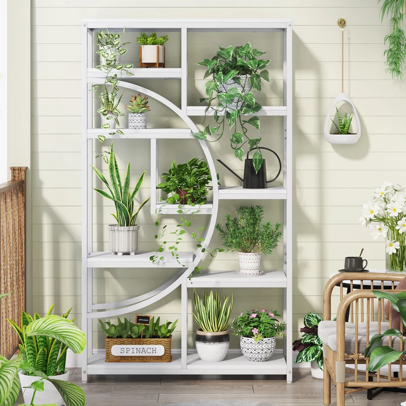Freistehendes Bücherregal, 175 cm Etagere-Bücherregal mit 9 offenen Regalen