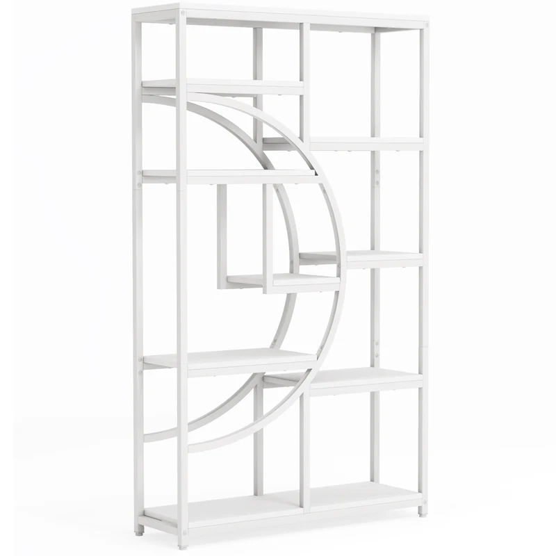 Freistehendes Bücherregal, 175 cm Etagere-Bücherregal mit 9 offenen Regalen