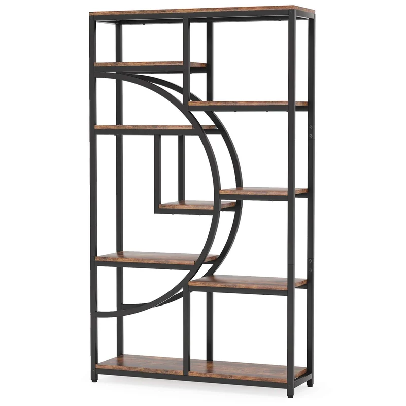 Freistehendes Bücherregal, 175 cm Etagere-Bücherregal mit 9 offenen Regalen