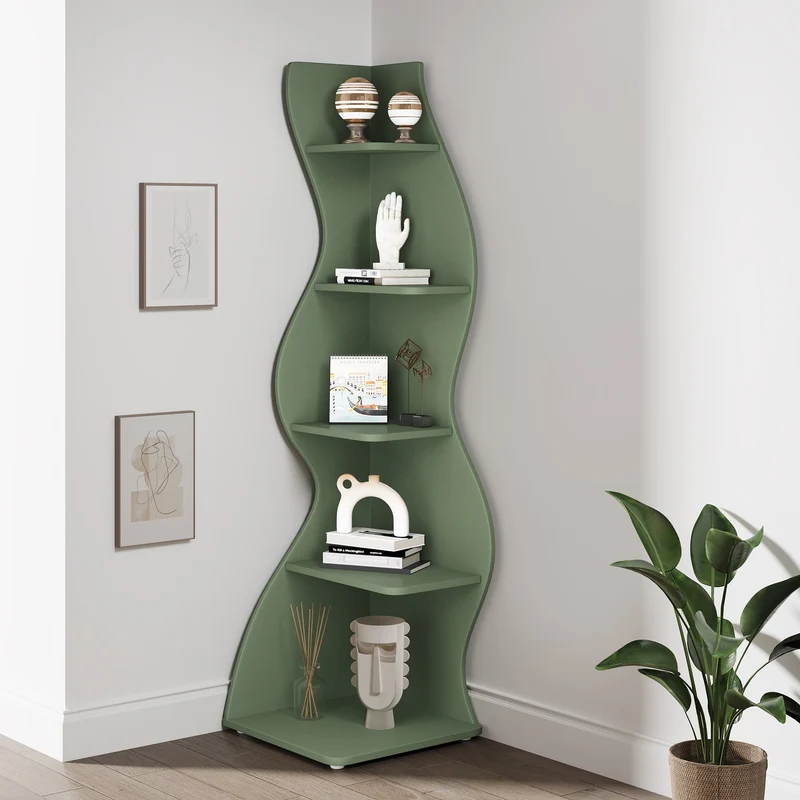 5-stöckiges Eckregal, modernes Eckbücherregal