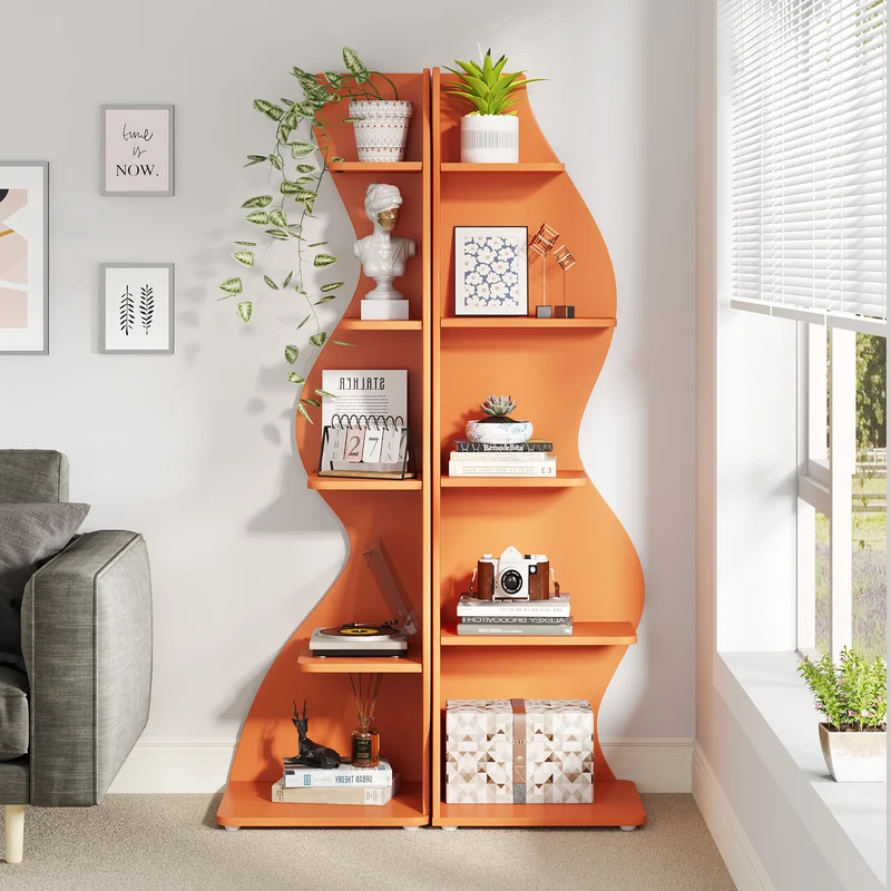 5-stöckiges Eckregal, modernes Eckbücherregal