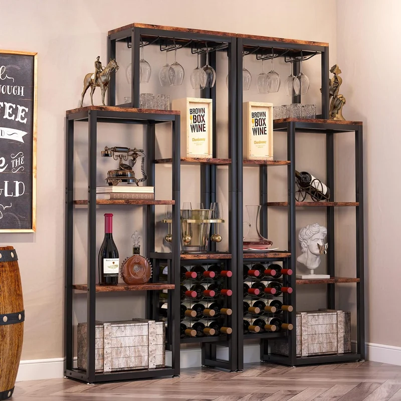 Weinregal, 5-stöckiges Weinregal mit Glashalter und Weinlagerung