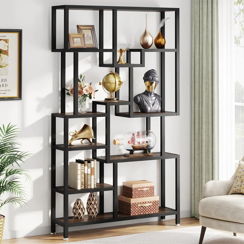 7-stöckiges Bücherregal -180cm hoch Holz Bücherregal