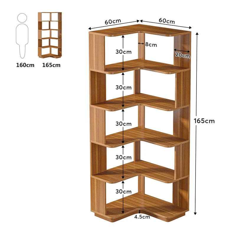 Eckregal, 6-stöckiges Bücherregal, Etagere-Lagerregal