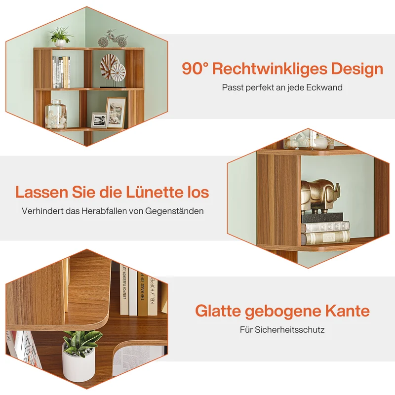 Eckregal, 6-stöckiges Bücherregal, Etagere-Lagerregal