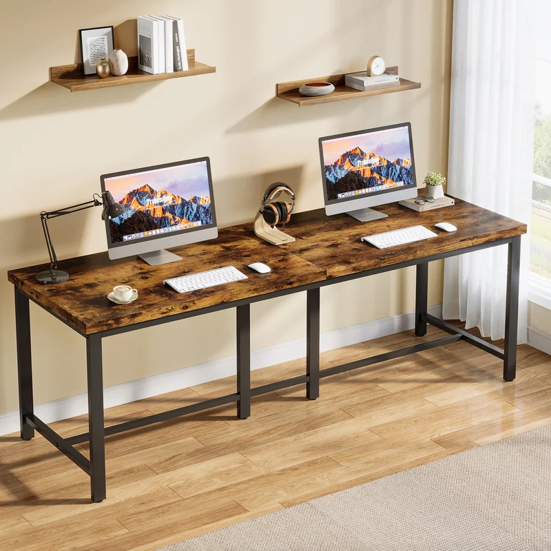 Doppelschreibtisch, Bürotisch für Arbeitszimmer, Schlafzimmer, Home Office