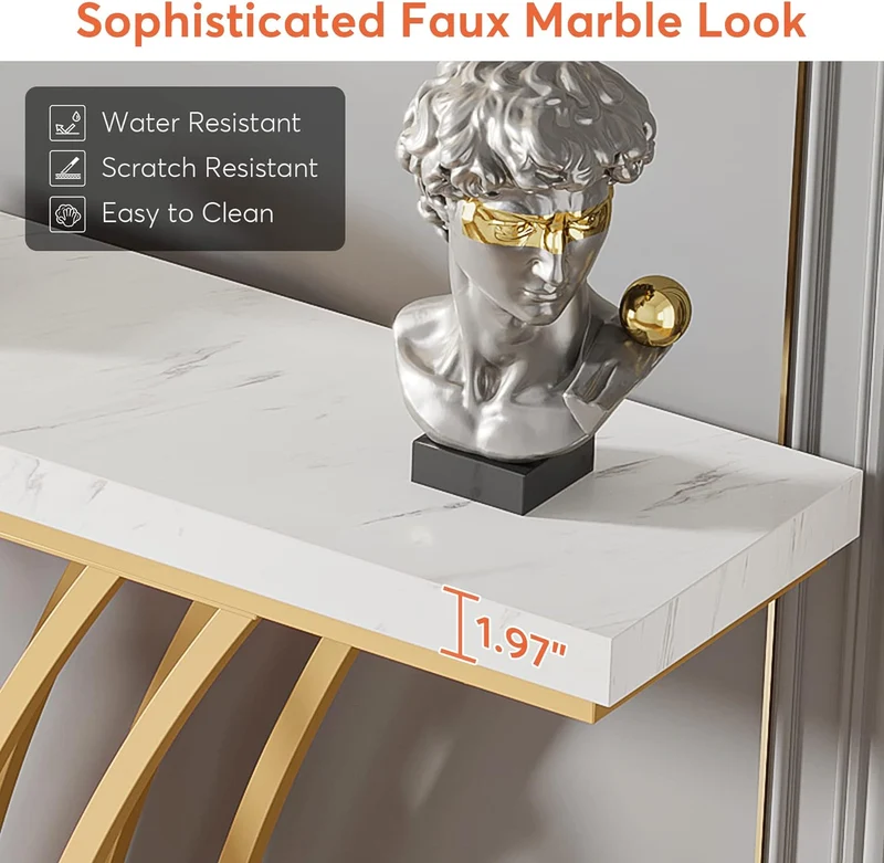 Moderner goldener Konsolentisch - Stilvoller Eingangstisch für Flur, Wohnzimmer