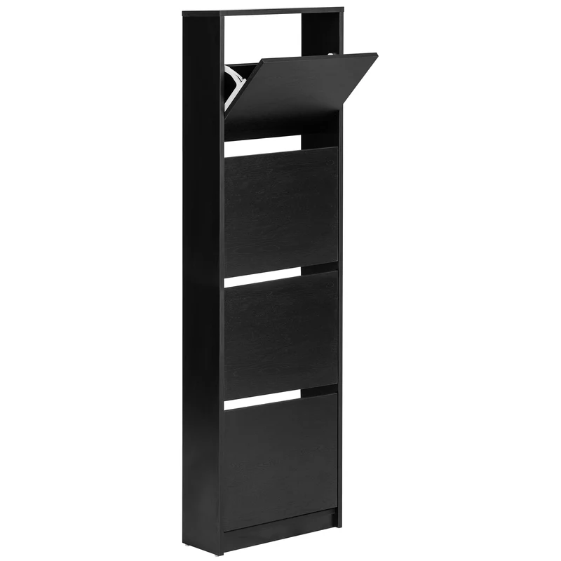 Amy Schuhschrank - Schwarz mit 4 Klappen