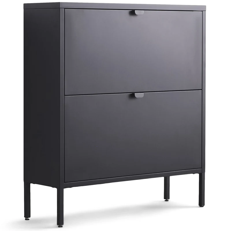 Herman Schuhschrank – Schwarzes Metall mit 2 Fächern – 80 x 26 x 89 cm