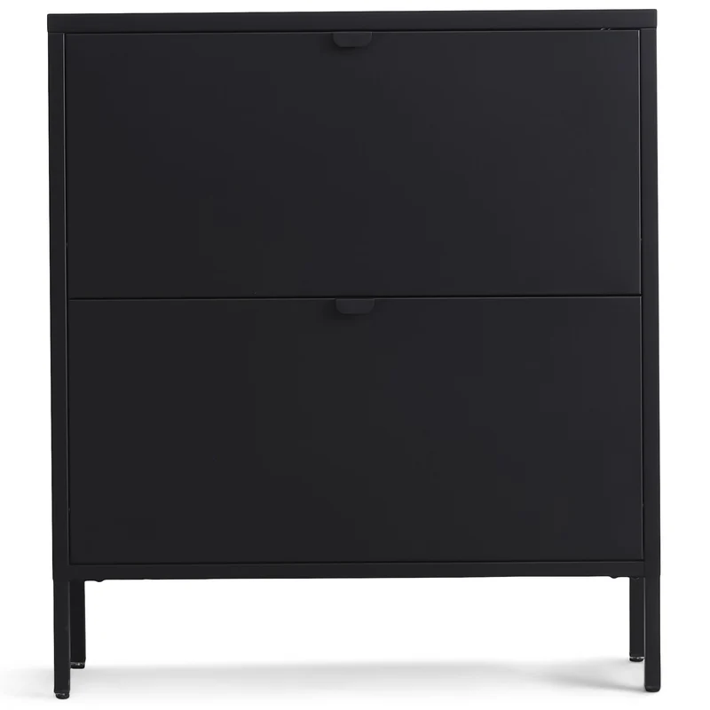 Herman Schuhschrank – Schwarzes Metall mit 2 Fächern – 80 x 26 x 89 cm