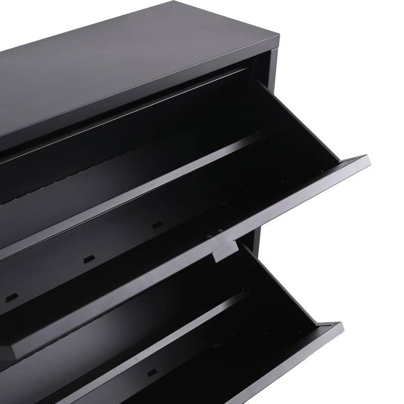 Herman Schuhschrank – Schwarzes Metall mit 2 Fächern – 80 x 26 x 89 cm