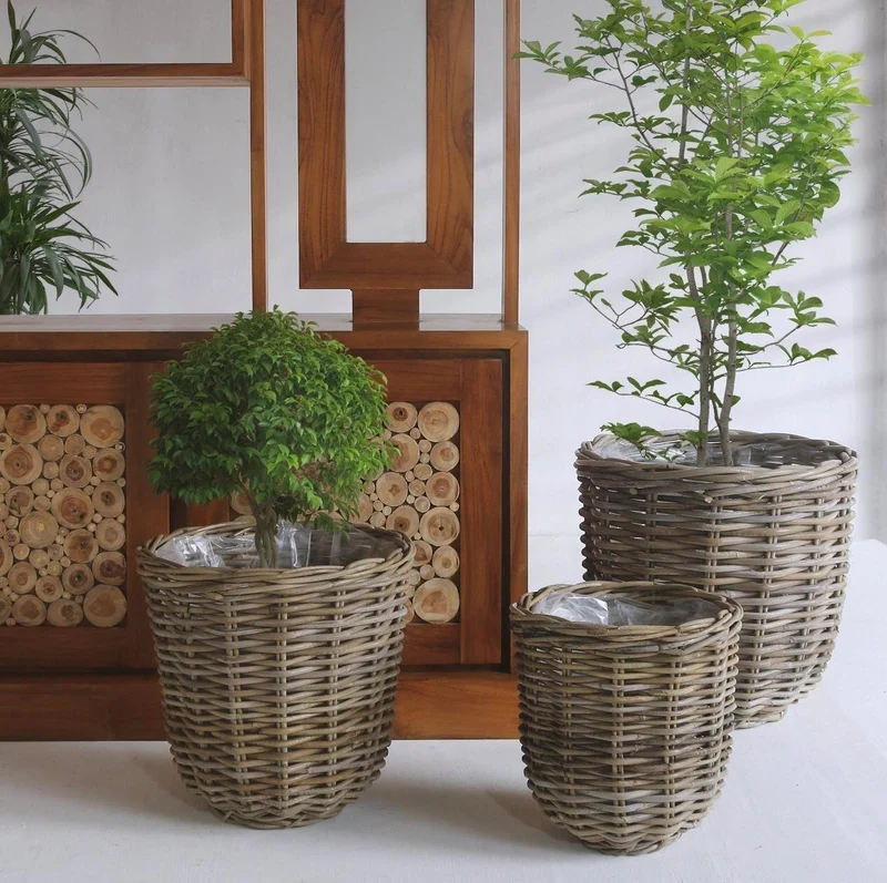 Lilli flechtkörbe, Natur, Rund, 3er Set - 29 cm, 36 cm, 43 cm