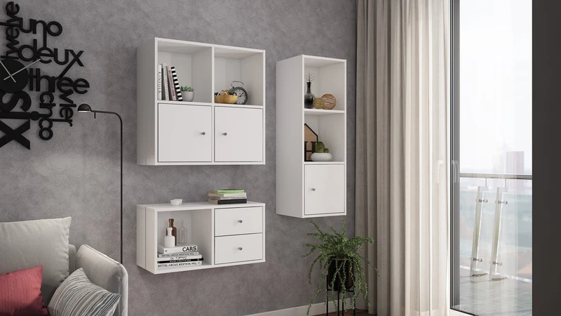 Flora - Schublade grau für Regalsystem (2 Stk.)