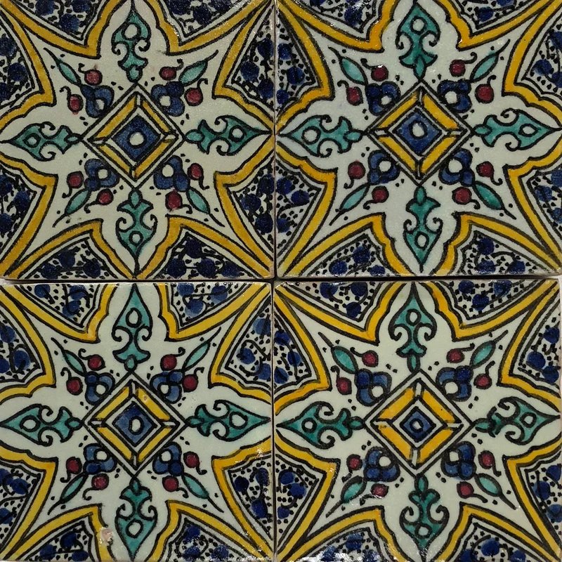 Handbemalte Fliesen 4er-Set – Marrakesch-Stil