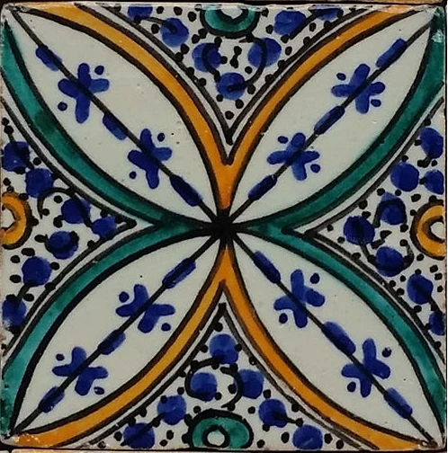 Handbemalte Fliesen 4er-Set – Mediterraner Keramikstil
