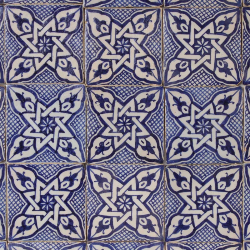 Handbemalte Fliesen 4er-Set – Marokkanischer Riad-Stil