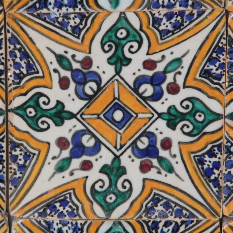 4er-Set Handbemalte Fliesen – Marrakesch Ornamentik