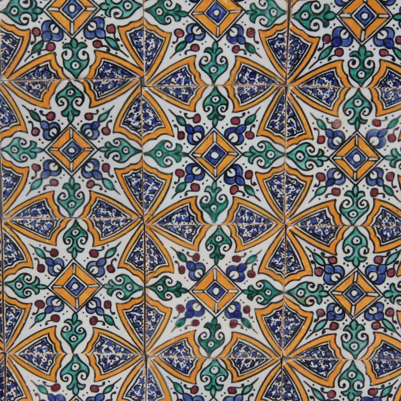 4er-Set Handbemalte Fliesen – Marrakesch Ornamentik
