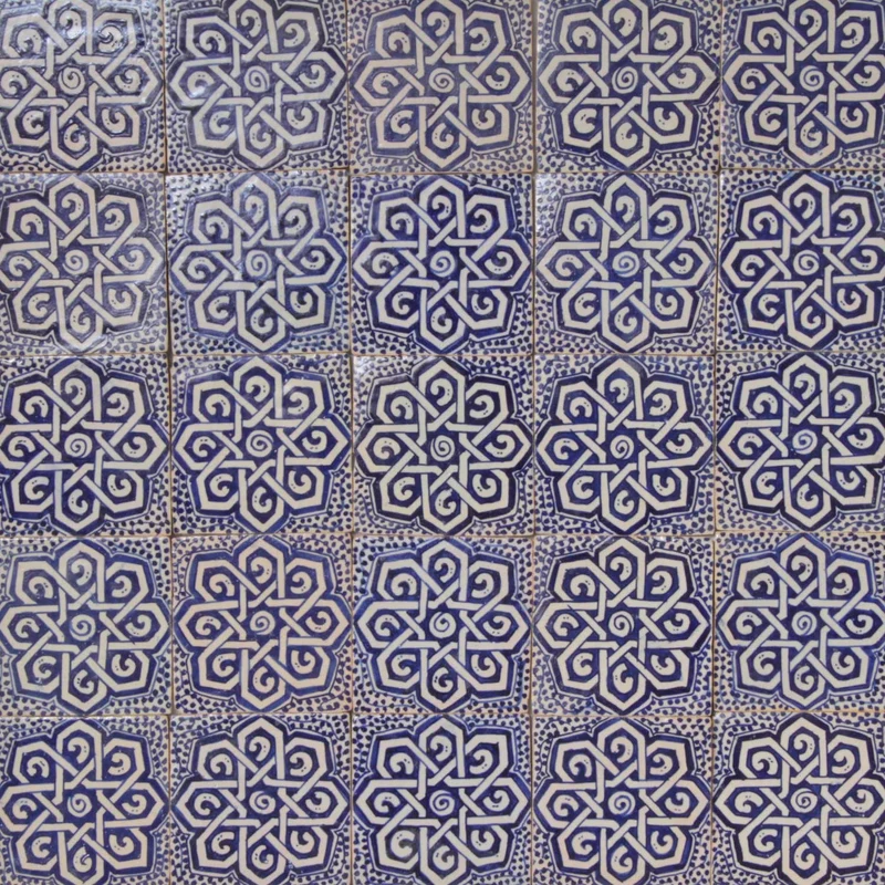 Handbemalte Fliesen 4er-Set 10 × 10 cm – Blau-Weiß