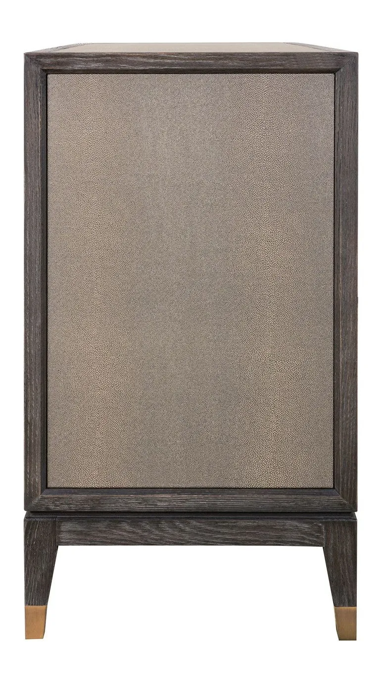 Sideboard Bloomville Brass Shagreen – Eiche & PU-Leder, 2-türig