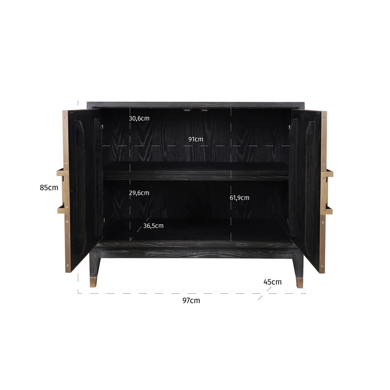 Sideboard Bloomville Brass Shagreen – Eiche & PU-Leder, 2-türig