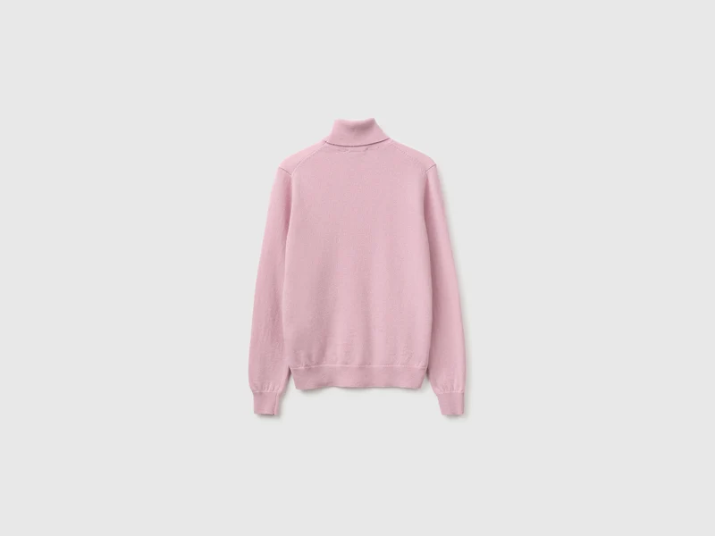 Fliederfarbener Rollkragenpullover aus reiner Merinowolle