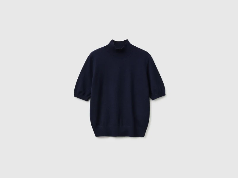 Kurzärmeliger Rollkragenpullover