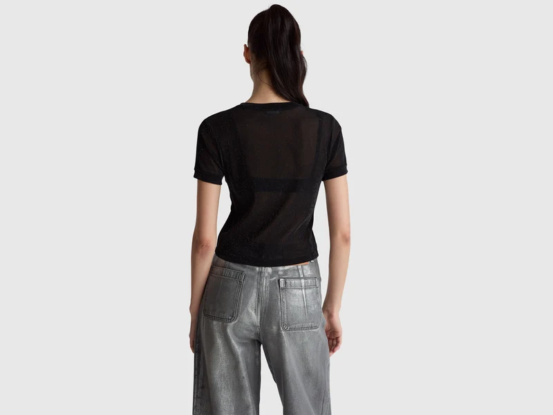 Kurzärmeliges Lurex-T-Shirt
