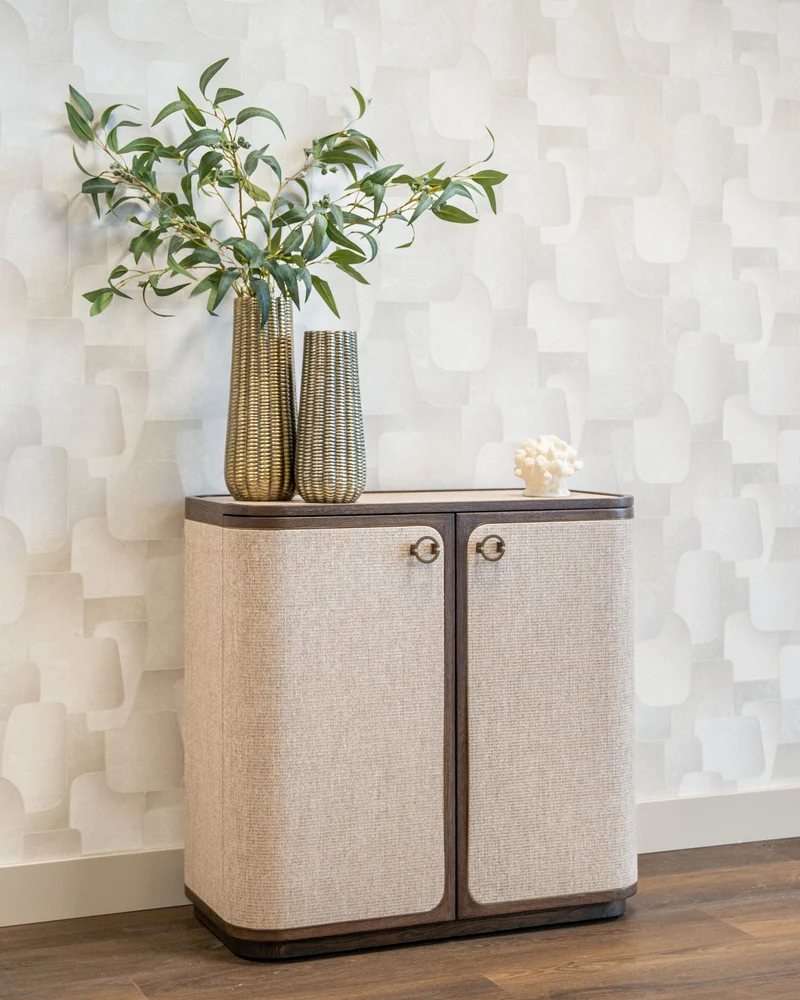 Sideboard Willox – Eiche & Leinen, 2 Türen, beige, 90 cm