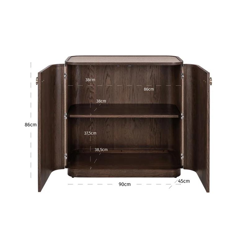 Sideboard Willox – Eiche & Leinen, 2 Türen, beige, 90 cm