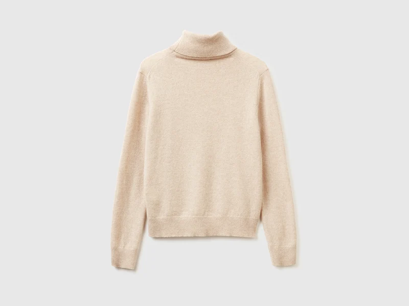 Beiger Rollkragenpullover aus reinem Kaschmir