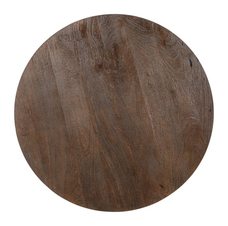 Bartisch Revelin Ø80 cm dark brown, Mangoholz mit Goldgestell
